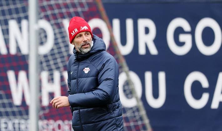 RB Leipzig Training Champions League Leipzig, 27.11.2023, RB Trainingszentrum, UEFA Champions League , RB Leipzig - Abschlusstraining am Vortag von Manchester City vs. RBL , Im Bild: Trainer Marco Rose (RB Leipzig) ,