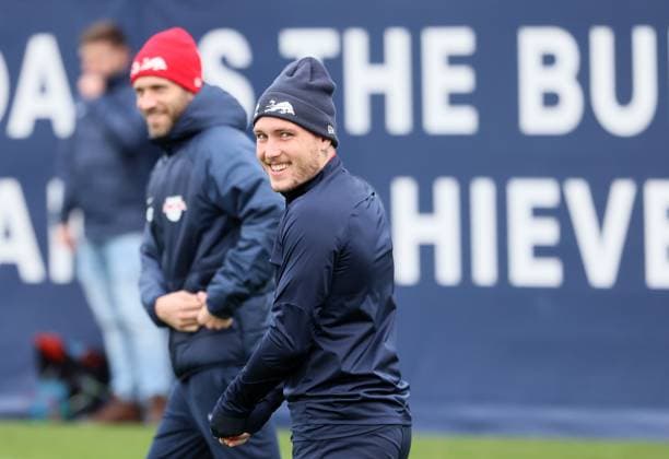 RB Leipzig Training Champions League Leipzig, 27.11.2023, RB Trainingszentrum, UEFA Champions League , RB Leipzig - Abschlusstraining am Vortag von Manchester City vs. RBL , Im Bild: David Raum (22, RB Leipzig) ,
