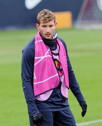 RB Leipzig Training Champions League Leipzig, 27.11.2023, RB Trainingszentrum, UEFA Champions League , RB Leipzig - Abschlusstraining am Vortag von Manchester City vs. RBL , Im Bild: Christopher Lenz (3, RB Leipzig) ,