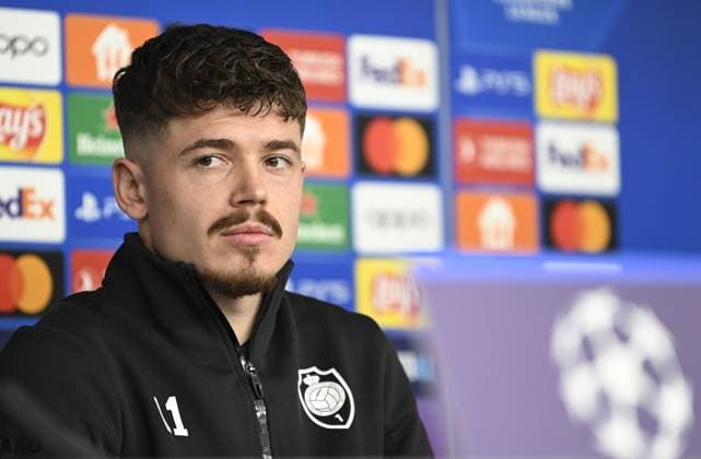 Antwerp s Arbnor Muja pictured during a press conference, PK, Pressekonferenz of Belgian soccer team Royal Antwerp FC, on Monday 27 November 2023 in Hamburg, Germany. The team is preparing for tomorrow s game against Ukrainian club Shakhtar Donetsk, on day five of the Champions League group stage, in group H. TOM GOYVAERTS TomxGoyvaerts  x80934173x