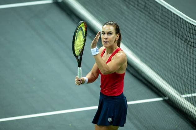 Nuria PARRIZAS DIAZ in action against Patricia Maria TIG of Romania of Spain during the Round of 32 of the Creand Andorra Open Women s Tennis Association WTA, Tennis Damen 2023 tennis tournament at the Poliesportiu d Andorra in Andorra La Vella, Andorra on Novemeber Nuria Parrizas Diaz is in action against Patricia Maria Tig of Romania during the Round of 32 of the Creand Andorra Open Women s Tennis Association (WTA) 2023 tennis tournament at the Poliesportiu d Andorra in Andorra La Vella, Andorra, on November 27, 2023. Andorra la Vella Andorra  Copyright: xMartinxSilvaxCosentinox originalFilename:silvacosentino-nuriapar231127_npag6.jpg