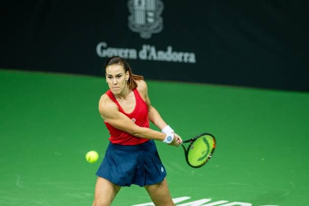 Nuria PARRIZAS DIAZ in action against Patricia Maria TIG of Romania of Spain during the Round of 32 of the Creand Andorra Open Women s Tennis Association WTA, Tennis Damen 2023 tennis tournament at the Poliesportiu d Andorra in Andorra La Vella, Andorra on Novemeber Nuria Parrizas Diaz is in action against Patricia Maria Tig of Romania during the Round of 32 of the Creand Andorra Open Women s Tennis Association (WTA) 2023 tennis tournament at the Poliesportiu d Andorra in Andorra La Vella, Andorra, on November 27, 2023. Andorra la Vella Andorra  Copyright: xMartinxSilvaxCosentinox originalFilename:silvacosentino-nuriapar231127_npek3.jpg