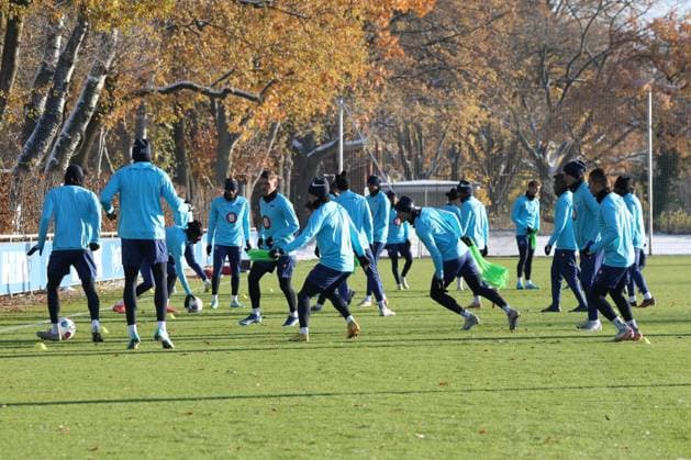 DEU, DFL, 2. FBL Hertha BSC, Training, 28.11.2023, Sportforum, Berlin, DEU, DFL, 2. FBL Hertha BSC, Training, im Bild DFL - regulations prohibit any use of Photographs as image sequences and or quasi-video Foto: Juergen Engler nordphoto GmbH