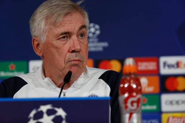 UCL Real Madrid Presser Carlo Ancelotti coch ofReal Madrid during a press conference, PK, Pressekonferenz head UEFA Champions Leagul match against SSC Napoli at Estadio Alfredo Di Stefano in Madrid, Spain. 28 November 2023 madrid Spain  Copyright: xCiroxDexLucax originalFilename:deluca-realmadr231128_npHbE.jpg