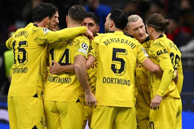 Sport Themen der Woche KW48 Sport Bilder des Tages Mg Milano 28 11 2023 - Champions League Milan-Borussia Dortmund foto Matteo Gribaudi Image nella foto: esultanza gol Marco Reus 
