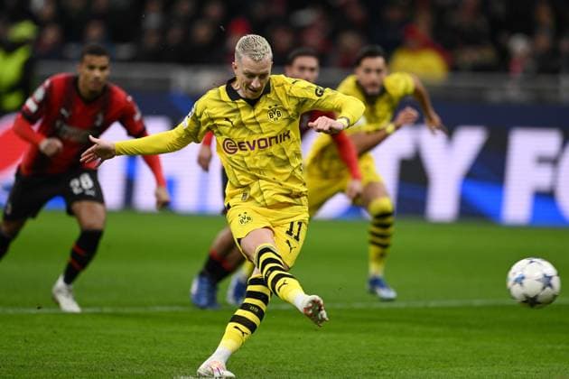 Mg Milano 28 11 2023 - Champions League Milan-Borussia Dortmund foto Matteo Gribaudi Image nella foto: gol Marco Reus 