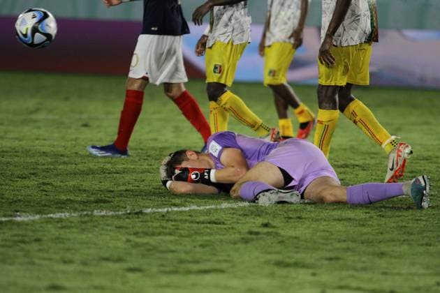 November 28, 2023, Surakarta, Central Java, Indonesia: PAUL ARGNEY of France fell during FIFA U-17 World Cup Semi Final match between France and Mali at Manahan Stadium. Surakarta Indonesia - ZUMAb228 0368598200st Copyright: xAnggaxBudhiyantox