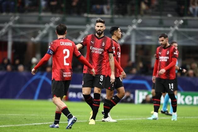 November 28, 2023, Milan, Lombardy, Italy: OLIVIER GIROUD reacts in the UEFA Champions League Group Stage game between AC Milan and Borussia Dortmund on Tuesday November 28th 2023 at Stadio San Siro, Italy Milan Italy - ZUMAc179 20231128_zep_c179_068 Copyright: xMickaelxChavetx