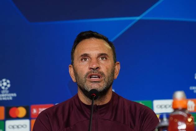 Coach Okan Buruk of Galatasaray during the press conference, PK, Pressekonferenz the day before the UEFA Champions League match between Galatasaray and Manchester United, ManU on November 29 , 2023 at Rams park Stadium on November 28, 2023 in Istanbul, Turkey. ( Photo by Seskimphoto ) 