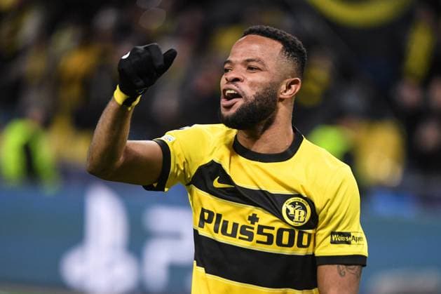 BERN, SWITZERLAND - NOVEMBER 28: Meschack Elia of Young Boys celebrates with his teammates after winning during the UEFA Champions League Group Stage match between BSC Young Boys and FK Crvena zvezda at Stadion Wankdorf on November 28, 2023 in Bern, Switzerland. Bern Stadion Wankdorf Bern Switzerland Copyright: xJustPictures.ch ManuelxWinterbergerx jp-en-EuSpIm-Y.Boys_Crvena_28Nov2023_00090