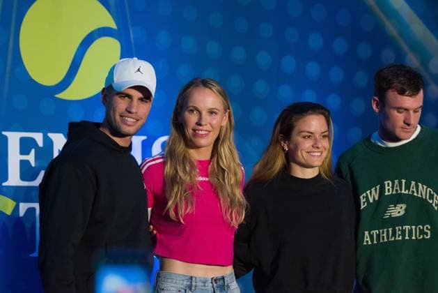 November 29, 2023, Mexico City, Ciudad de Mexico, Mexico: November 28, 2023, Mexico City, Mexico: Maria Sakkari of Greece, Caroline Wozniacki of Denmark, Carlos Alcaraz of Spain, Tommy Paul of USA speak to the media during a press conference, PK, Pressekonferenz prior to the Tennisfest GNP 2023 at Hayat Regency Hotel. on November 28, 2023 in Mexico City, Mexico. Mexico City Mexico - ZUMAe321 20231129_zsa_e321_007 Copyright: xCarlosxTischler xEyepixxGroupx