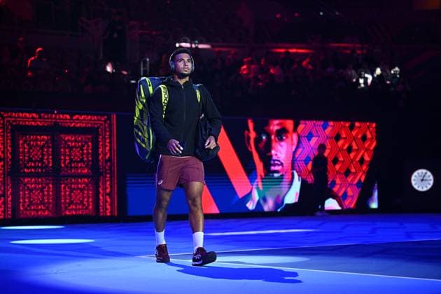 ATP, Tennis Herren NextGen - Jeddah Arthur Fils (FRA) during his first round match at the 2023 ATP NextGen at the King Abdullah Sports City in Jeddah, Saudi Arabia, on November 28, 2023. Photo by Corinne Dubreuil ABACAPRESS.COM Jeddah Saudi Arabia  Copyright: xDubreuilxCorinne ABACAx