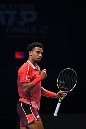ATP, Tennis Herren NextGen - Jeddah Arthur Fils (FRA) during his first round match at the 2023 ATP NextGen at the King Abdullah Sports City in Jeddah, Saudi Arabia, on November 28, 2023. Photo by Corinne Dubreuil ABACAPRESS.COM Jeddah Saudi Arabia  Copyright: xDubreuilxCorinne ABACAx