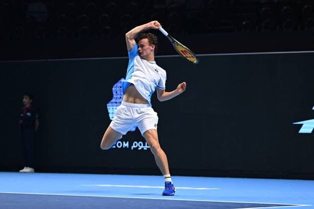 ATP, Tennis Herren NextGen - Jeddah Luca Van Assche (FRA) during his first round match at the 2023 ATP NextGen at the King Abdullah Sports City in Jeddah, Saudi Arabia, on November 28, 2023. Photo by Corinne Dubreuil ABACAPRESS.COM Jeddah Saudi Arabia  Copyright: xDubreuilxCorinne ABACAx