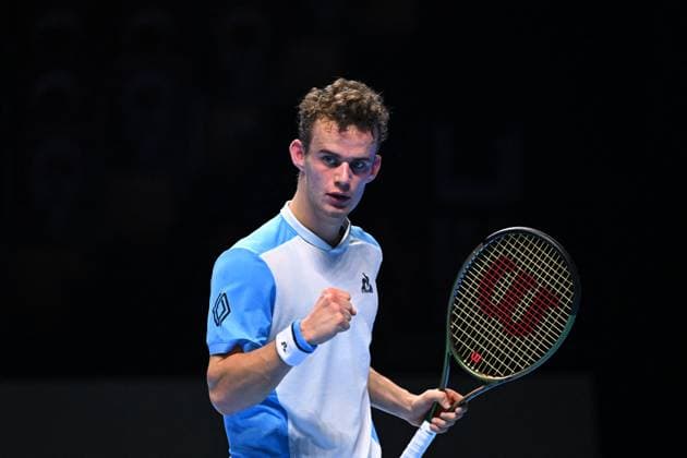 ATP, Tennis Herren NextGen - Jeddah Luca Van Assche (FRA) during his first round match at the 2023 ATP NextGen at the King Abdullah Sports City in Jeddah, Saudi Arabia, on November 28, 2023. Photo by Corinne Dubreuil ABACAPRESS.COM Jeddah Saudi Arabia  Copyright: xDubreuilxCorinne ABACAx