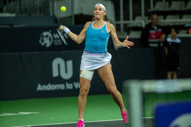 Andorra Open 2023 - Day 2 Timea Babos of Hungary is in action against Heather Watson of Great Britain during the Round of 32 of the Creand Andorra Open Women s Tennis Association WTA, Tennis Damen 2023 tennis tournament at the Poliesportiu d Andorra in Andorra la Vella, Andorra, on November 28, 2023. Andorra la Vella Andorra  Copyright: xMartinxSilvaxCosentinox originalFilename:silvacosentino-timeabab231128_npspQ.jpg
