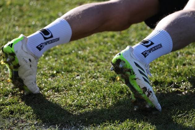 SOCCER - UEFA EL, Sturm vs Czestochowa GRAZ,AUSTRIA,29.NOV.23 - SOCCER - UEFA, group stage, SK Sturm Graz vs Rakow Czestochowa, preview, training Sturm. Image shows soccoer shoe.  GEPAxpictures xChrisxBauer