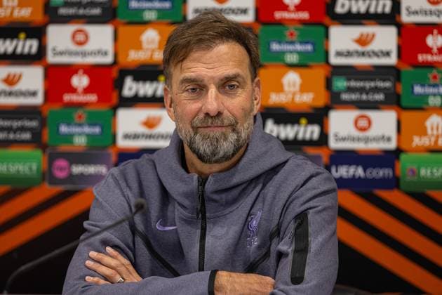 Football - UEFA Europa League - Group E - Liverpool FC v LASK - MD-1 LIVERPOOL, ENGLAND - Wednesday, November 29, 2023: Liverpool s manager Jürgen Klopp during a press conference, PK, Pressekonferenz at Anfield ahead of the UEFA Europa League Group E matchday 5 game between Liverpool FC and LASK. (Photo by David Rawcliffe Propaganda) LIVERPOOL Anfield MERSEYSIDE ENGLAND  Copyright: xDavidxRawcliffex P2023-11-29-Liverpool_LASK_MD-1-3