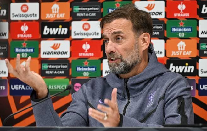 SOCCER - UEFA EL, Liverpool vs LASK LIVERPOOL,ENGLAND,29.NOV.23 - SOCCER - UEFA Europa League, group stage, Liverpool FC vs Linzer ASK, preview, press conference, PK, Pressekonferenz Liverpool. Image shows head coach Juergen Klopp (Liverpool).  GEPAxpictures xAvnixRetkoceri