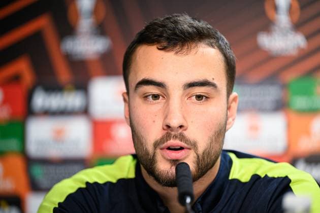 Union s Charles Vanhoutte pictured during a press conference, PK, Pressekonferenz of Belgian soccer team Royale Union Saint Gilloise, on Wednesday 29 November 2023 in Toulouse, France. The team is preparing for tomorrow s game against French Toulouse FC, on day 5 of the group phase of the UEFA Europa League competition, in group E. LAURIExDIEFFEMBACQ  x81107732x