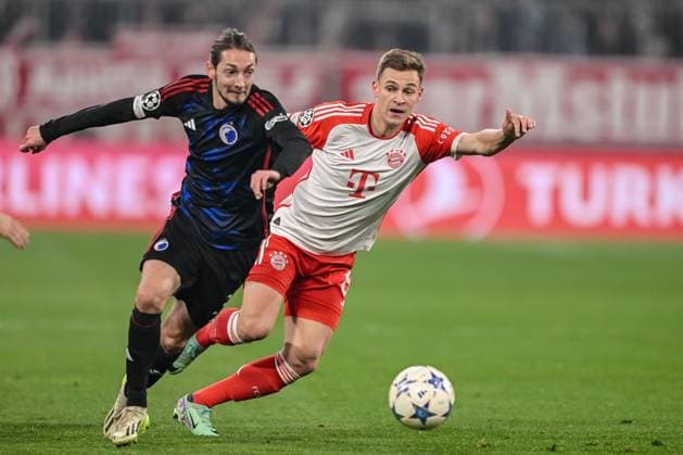 Sport Themen der Woche KW48 Sport Bilder des Tages 29.11.2023, Munich, Germany, Allianz Arena, Bayern Muenchen vs FC Kopenhagen - UEFA Champions League 2023 2024 - Group A, Rasmus Falk (F.C. Copenhagen) und Joshua Kimmich (FC Bayern Muenchen) im Zweikampf (Foto H. Langer) Munich Allianz Arena Germany *** 29 11 2023, Munich, Germany, Allianz Arena, Bayern Muenchen vs FC Copenhagen UEFA Champions League 2023 2024 Group A, Rasmus Falk F C Copenhagen and Joshua Kimmich FC Bayern Muenchen in a duel Photo H Langer Munich Allianz Arena Germany  541_FCBKOP20231129_012 Langer-541