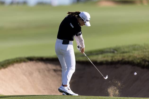 SYDNEY, AUSTRALIA - NOVEMBER 30: Minjee Lee plays her approach shot during round 1 of The Australian Open Golf at The Lakes Golf Club on November 30, 2023 in Sydney, Australia. (Photo by Damian Briggs Speed Media Icon Sportswire) GOLF: NOV 30 Australian Open EDITORIAL USE ONLY Icon23113000441