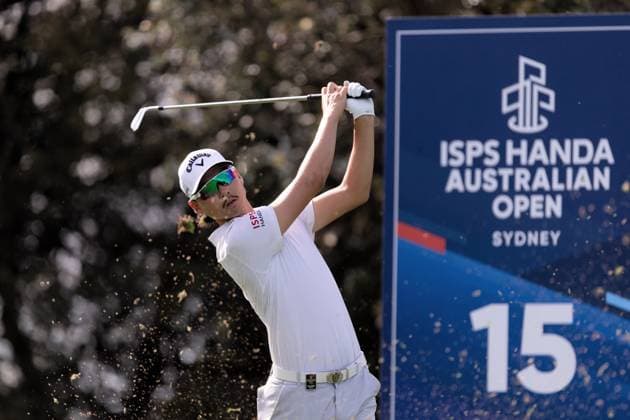 SYDNEY, AUSTRALIA - NOVEMBER 30: Min Woo Lee tees off on the 15th hole during round 1 of The Australian Open Golf at The Lakes Golf Club on November 30, 2023 in Sydney, Australia. (Photo by Damian Briggs Speed Media Icon Sportswire) GOLF: NOV 30 Australian Open EDITORIAL USE ONLY Icon23113000831