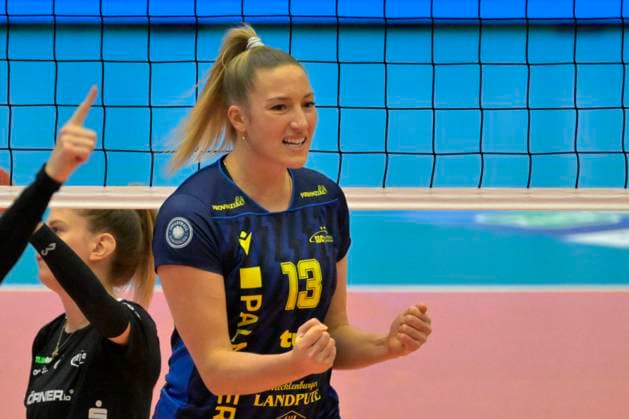 29.11.2023, Schwerins Laura Emonts, Dresdner SC - SC Schwerin, Volleyball, Europapokal, CEV-Cup, Dresden Deutschland