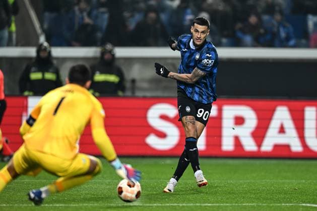 Fußball, EL, Atalanta Bergamo - Sporting Lissabon Db Bergamo 30 11 2023 - Europa League Atalanta-Sporting foto Daniele Buffa Image nella foto: Gianluca Scamacca 