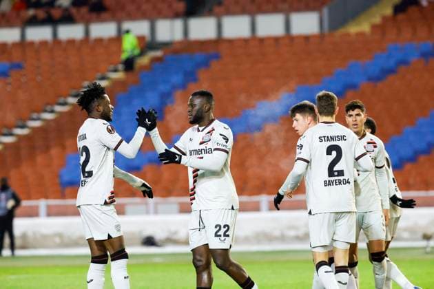 Fußball, EL, BK Häcken - Bayer 04 Leverkusen Fußball, EL, BK Häcken - Bayer 04 Leverkusen GÖTEBORG 20231130 Leverkusens Victor Boniface gör 1-0 under torsdagens fotbollsmatch i Europa League (grupp H) mellan BK Häcken och Bayer Leverkusen fran Tyskland pa Gamla Ullevi. GÖTEBORG SVERIGE x9200x