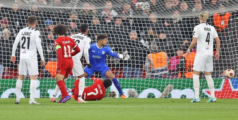 EDITORIAL USE ONLY No use with unauthorised audio, video, data, fixture lists, club league logos or live services. Online in-match use limited to 120 images, no video emulation. No use in betting, games or single club league player publications. Liverpool v LASK, UEFA Europa League, Group E, Football, Anfield, Liverpool, UK - 30 Nov 2023 EDITORIAL USE ONLY No use with unauthorised audio, video, data, fixture lists, club league logos or live services. Online in-match use limited to 120 images, no video emulation. No use in betting, games or single club league player publications. Copyright: xMagixHaroun Shutterstockx 14236000c