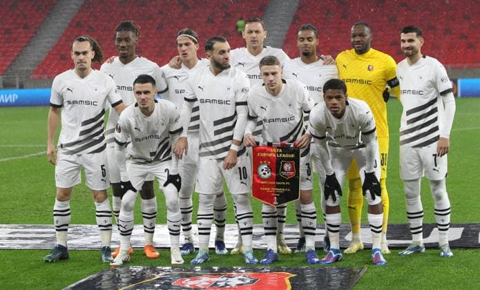 FC Stade Rennais team FOOTBALL : Maccabi Haifa Vs Stade Rennais - Ligue Europa - 30 11 2023 AleksandarDjorovic Panoramic 