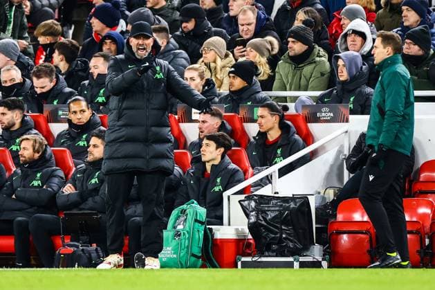 Liverpool FC v LASK FC Liverpool Manager Jurgen Klopp reacts during the Liverpool FC v LASK FC UEFA Europa League Group E match at Anfield, Liverpool, England, United Kingdom on 30 November 2023 Editorial Use Only Copyright: xIMAGO EveryxSecondxMediax ESM-0862-0029