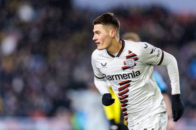 Fußball, EL, BK Häcken - Bayer 04 Leverkusen 231130 Patrik Schick of Bayer Leverkusen celebrates after 0-2 during the UEFA Europa League football match between BK Häcken and Bayer Leverkusen on November 30, 2023 in Gothenburg. Photo: Michael Erichsen BILDBYRAN COP 89 MI0578 fotboll football soccer fotball uefa europa league bk häcken bayer leverkusen bbeng jubel Copyright: MICHAELxERICHSEN BB231130MI064