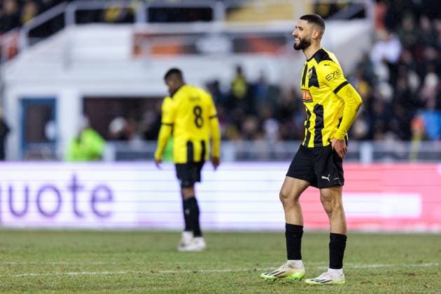 231130 Aiham Ousou of BK Häcken looks dejected during the UEFA Europa League football match between BK Häcken and Bayer Leverkusen on November 30, 2023 in Gothenburg. Photo: Michael Erichsen BILDBYRAN COP 89 MI0578 fotboll football soccer fotball uefa europa league bk häcken bayer leverkusen bbeng depp Copyright: MICHAELxERICHSEN BB231130MI067