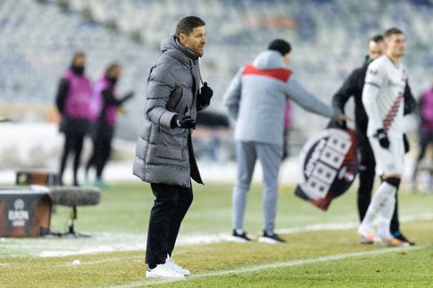 231130 Head coach Xabi Alonso of Bayer Leverkusen during the UEFA Europa League football match between BK Häcken and Bayer Leverkusen on November 30, 2023 in Gothenburg. Photo: Michael Erichsen BILDBYRAN COP 89 MI0578 bayer leverkusen bbeng bk häcken football fotball fotboll soccer uefa europa league Copyright: MICHAELxERICHSEN BB231130MI086