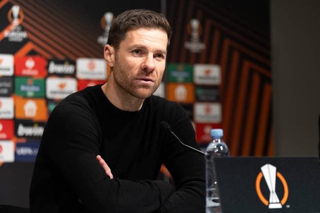 231130 Head coach Xabi Alonso of Bayer Leverkusen during the press conference, PK, Pressekonferenz after the UEFA Europa League football match between BK Häcken and Bayer Leverkusen on November 30, 2023 in Gothenburg. Photo: Michael Erichsen BILDBYRAN COP 89 MI0578 bayer leverkusen bbeng bk häcken football fotball fotboll soccer uefa europa league Copyright: MICHAELxERICHSEN BB231130MI092