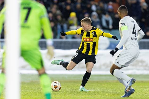 231130 Tomas Olai Totland of BK Häcken during the UEFA Europa League football match between BK Häcken and Bayer Leverkusen on November 30, 2023 in Gothenburg. Photo: Michael Erichsen BILDBYRAN COP 89 MI0578 bayer leverkusen bbeng bk häcken football fotball fotboll soccer uefa europa league Copyright: MICHAELxERICHSEN BB231130MI101