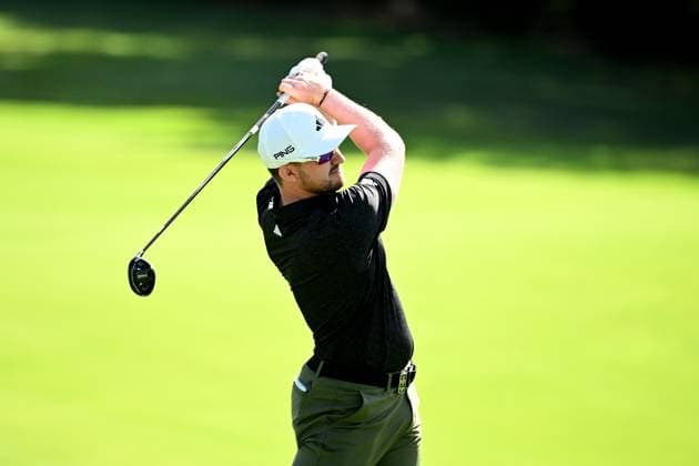 GOLF AUSTRALIAN OPEN, Connor Syme of Scotland plays a shot from the 14th fairway during Round 2 of the Australian Open 2023 at the Lakes Golf Club in Sydney, Friday, December 1, 2023. ( NO ARCHIVING, EDITORIAL USE ONLY, NO USE IN BOOKS WITHOUT CONSENT SYDNEY NEW SOUTH WALES AUSTRALIA  Copyright: xDANxHIMBRECHTSx 20231201001872145951
