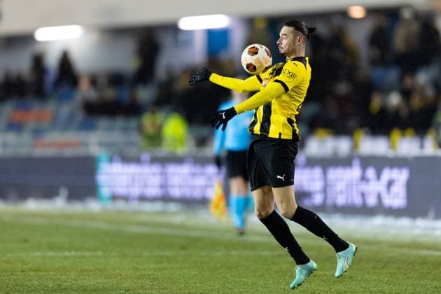 231130 Amor Layouni of BK Häcken during the UEFA Europa League football match between BK Häcken and Bayer Leverkusen on November 30, 2023 in Gothenburg. Photo: Michael Erichsen BILDBYRAN COP 89 MI0578 bayer leverkusen bbeng bk häcken football fotball fotboll soccer uefa europa league Copyright: MICHAELxERICHSEN BB231130MI102