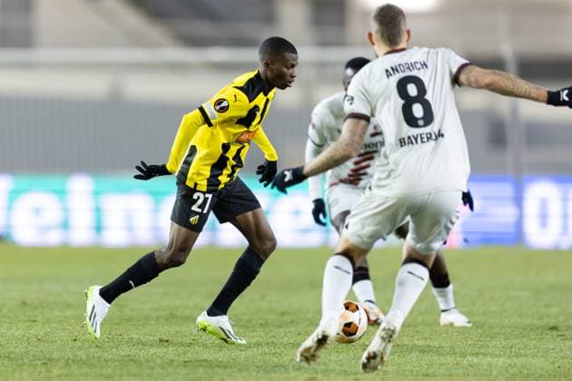 231130 Akoua Romeo Amane of BK Häcken during the UEFA Europa League football match between BK Häcken and Bayer Leverkusen on November 30, 2023 in Gothenburg. Photo: Michael Erichsen BILDBYRAN COP 89 MI0578 bayer leverkusen bbeng bk häcken football fotball fotboll soccer uefa europa league Copyright: MICHAELxERICHSEN BB231130MI103