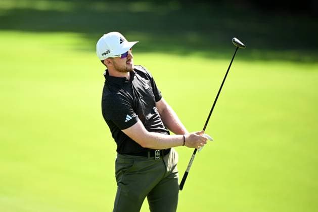 GOLF AUSTRALIAN OPEN, Connor Syme of Scotland plays a shot from the 14th fairway during Round 2 of the Australian Open 2023 at the Lakes Golf Club in Sydney, Friday, December 1, 2023. ( NO ARCHIVING, EDITORIAL USE ONLY, NO USE IN BOOKS WITHOUT CONSENT SYDNEY NEW SOUTH WALES AUSTRALIA  Copyright: xDANxHIMBRECHTSx 20231201001872146254