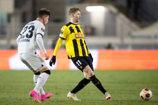 231130 Samuel Gustafson of BK Häcken during the UEFA Europa League football match between BK Häcken and Bayer Leverkusen on November 30, 2023 in Gothenburg. Photo: Michael Erichsen BILDBYRAN COP 89 MI0578 bayer leverkusen bbeng bk häcken football fotball fotboll soccer uefa europa league Copyright: MICHAELxERICHSEN BB231130MI110