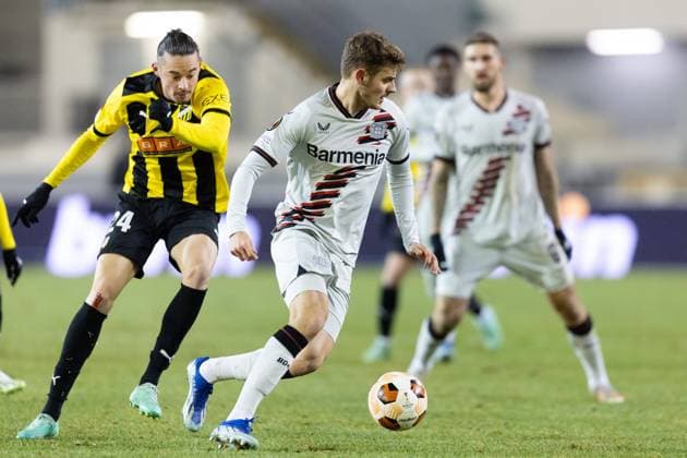 231130 Josip Stanisic of Bayer Leverkusen during the UEFA Europa League football match between BK Häcken and Bayer Leverkusen on November 30, 2023 in Gothenburg. Photo: Michael Erichsen BILDBYRAN COP 89 MI0578 bayer leverkusen bbeng bk häcken football fotball fotboll soccer uefa europa league Copyright: MICHAELxERICHSEN BB231130MI111