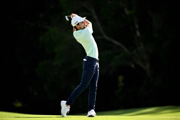 GOLF AUSTRALIAN OPEN, Joaquin Niemann of Chile plays a shot from the 14th fairway during Round 2 of the Australian Open 2023 at the Lakes Golf Club in Sydney, Friday, December 1, 2023. ( NO ARCHIVING, EDITORIAL USE ONLY, NO USE IN BOOKS WITHOUT CONSENT SYDNEY NEW SOUTH WALES AUSTRALIA  Copyright: xDANxHIMBRECHTSx 20231201001872148953