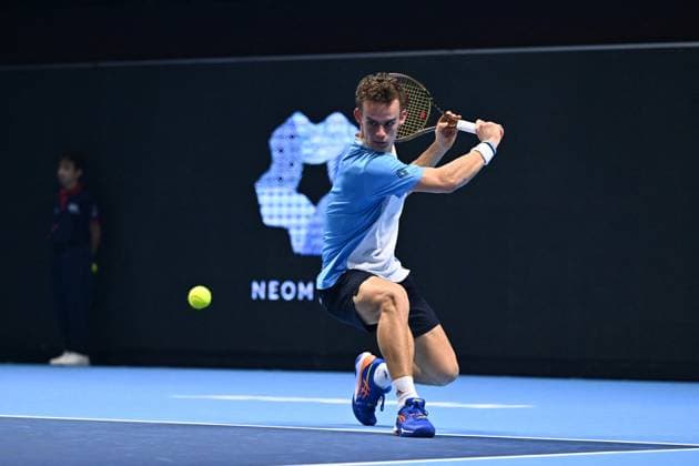 Tennis, Next Gen ATP Finals in Dschidda NextGen ATP, Tennis Herren Finals - Jeddah Luca Van Assche (FRA) during his third round match at the 2023 NextGen ATP Finals in Jeddah, Saudi Arabia, on November 30, 2023. Photo by Corinne Dubreuil ABACAPRESS.COM Jeddah Saudi Arabia  Copyright: xDubreuilxCorinne ABACAx