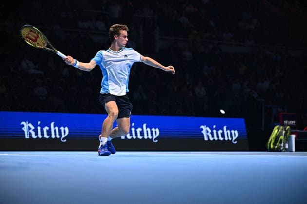 Tennis, Next Gen ATP Finals in Dschidda NextGen ATP, Tennis Herren Finals - Jeddah Luca Van Assche (FRA) during his third round match at the 2023 NextGen ATP Finals in Jeddah, Saudi Arabia, on November 30, 2023. Photo by Corinne Dubreuil ABACAPRESS.COM Jeddah Saudi Arabia  Copyright: xDubreuilxCorinne ABACAx