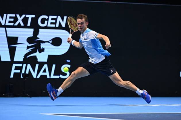 Tennis, Next Gen ATP Finals in Dschidda NextGen ATP, Tennis Herren Finals - Jeddah Luca Van Assche (FRA) during his third round match at the 2023 NextGen ATP Finals in Jeddah, Saudi Arabia, on November 30, 2023. Photo by Corinne Dubreuil ABACAPRESS.COM Jeddah Saudi Arabia  Copyright: xDubreuilxCorinne ABACAx