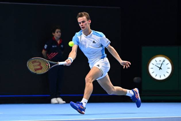 Tennis, Next Gen ATP Finals in Dschidda NextGen ATP, Tennis Herren Finals - Jeddah Luca Van Assche (FRA) during his third round match at the 2023 NextGen ATP Finals in Jeddah, Saudi Arabia, on November 30, 2023. Photo by Corinne Dubreuil ABACAPRESS.COM Jeddah Saudi Arabia  Copyright: xDubreuilxCorinne ABACAx