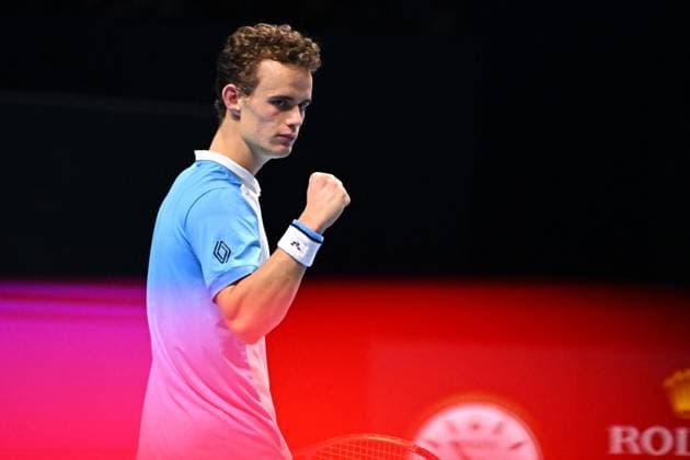 Tennis, Next Gen ATP Finals in Dschidda NextGen ATP, Tennis Herren Finals - Jeddah Luca Van Assche (FRA) during his third round match at the 2023 NextGen ATP Finals in Jeddah, Saudi Arabia, on November 30, 2023. Photo by Corinne Dubreuil ABACAPRESS.COM Jeddah Saudi Arabia  Copyright: xDubreuilxCorinne ABACAx